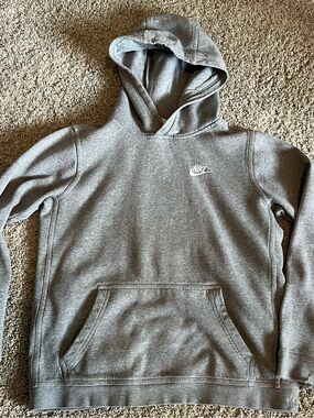 Nike Gray Hooded Pullover Sweatshirt with White Swoosh